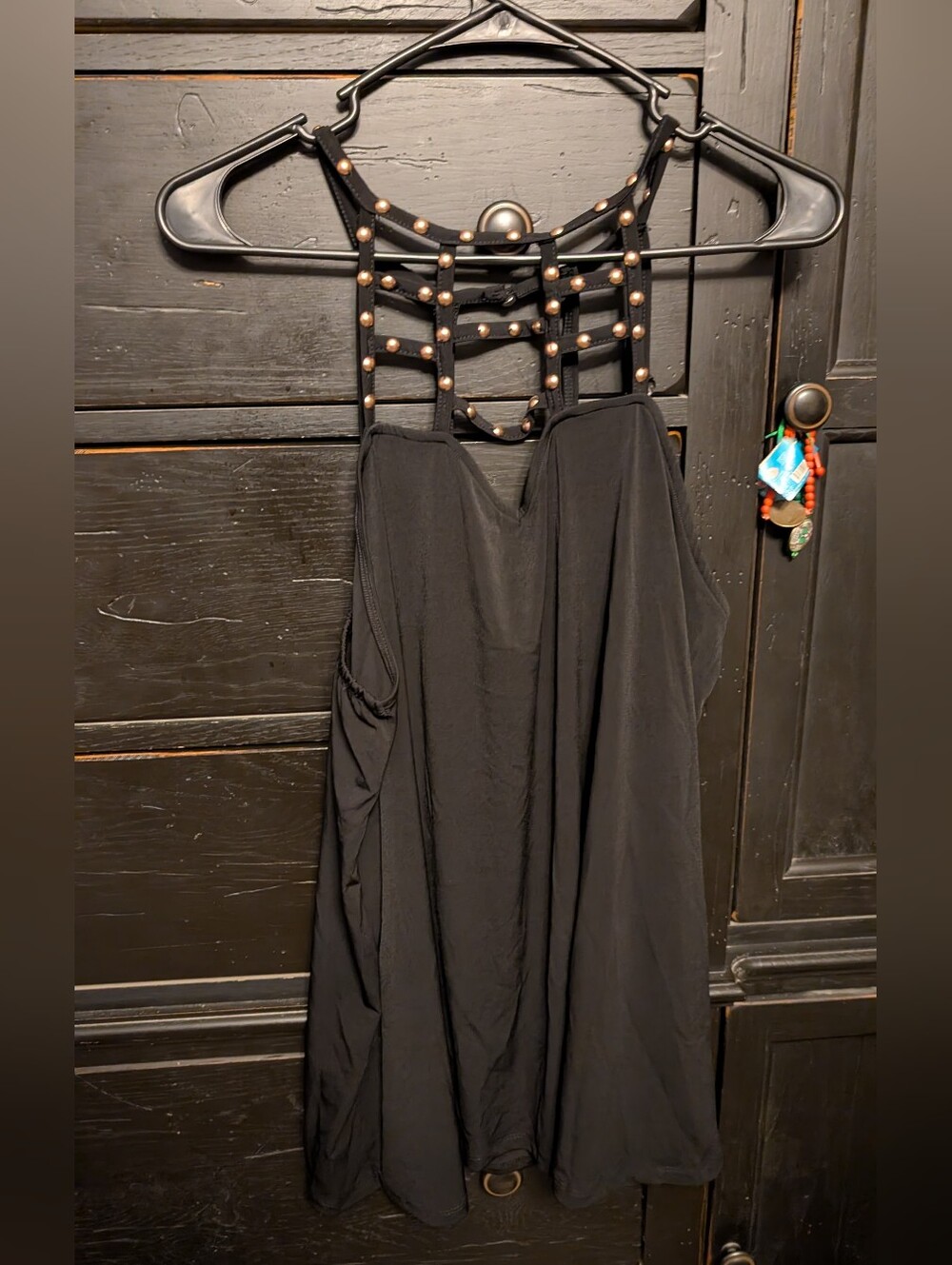 Black Stud-Detail Strappy Women’s Tank